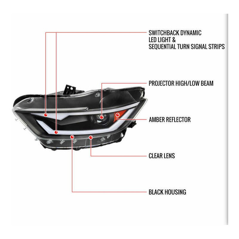 Led headlights Ford Mustang 2015 to 2017 Shelby Hid 2018 to 2020