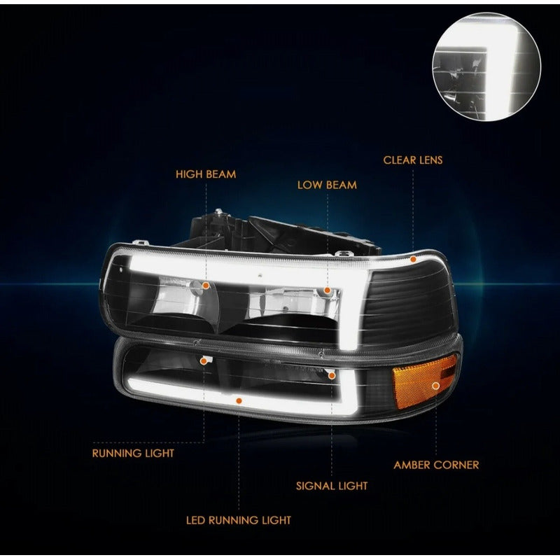 Led Drl Headlights Chevrolet Silverado Suburban 1999 to 2006