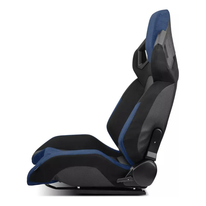 Asientos Universales De Carrera Reclinables Negro Con Azul