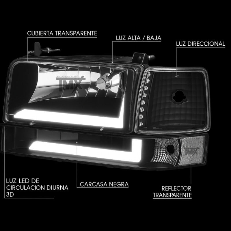 Par Faros Led Drl Ford F-150 F-250 F-350 Bronco 1992 A 1996 Ambos Lados