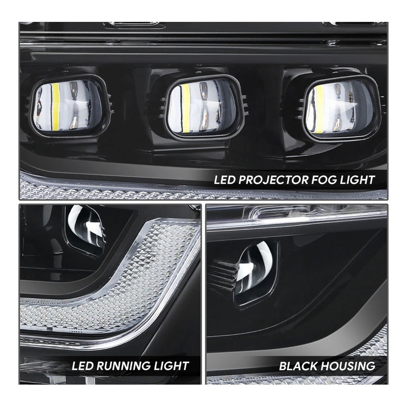 Faros Antiniebla F-150 Lobo Negro 2021 2022 2023 Trasparente