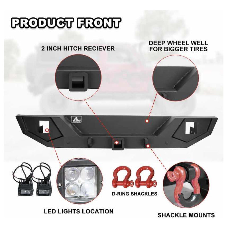 Rear LED Bumper for Jeep Wrangler JK 2007 to 2018
