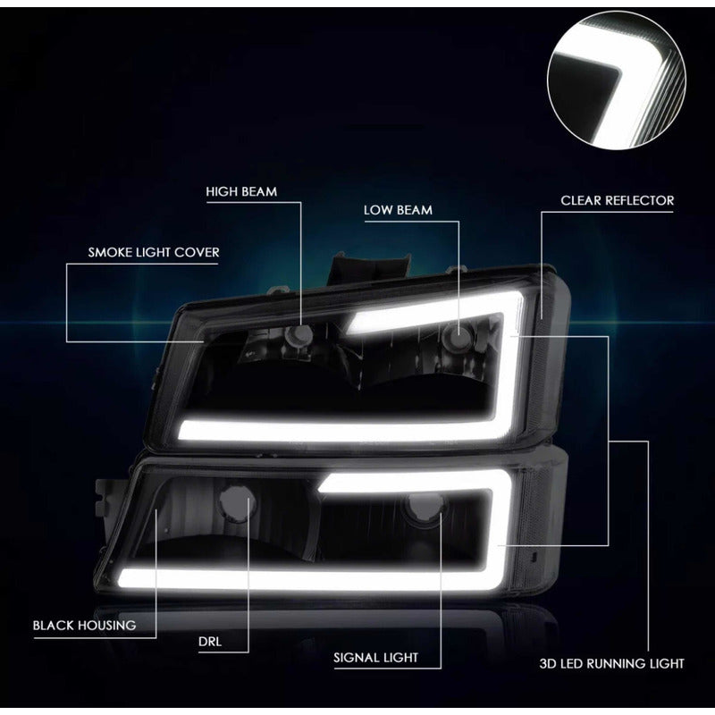Faros Led Silverado Cheyenne Avalanche 2003 2004 2005 A 2007