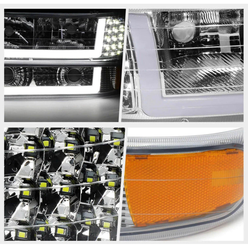 Faros Led Silverado Cheyenne 1999 2000 2001 2002 Cromados