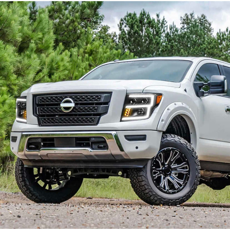 Par De Faros Nissan Titan Led Negro Ámbar 2016 2017 A 2022 Izquierdo