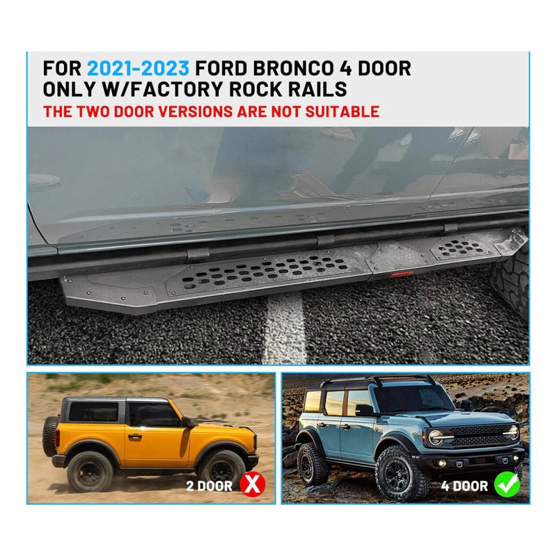 Estribos Laterales Ford Bronco 2021 2022 2023 2024 2025 Negro