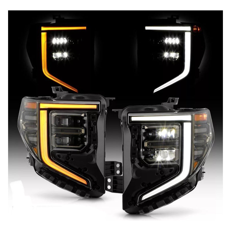 Faros Led Gmc Sierra 1500 Ahumados 2022 A 2024 Derecho