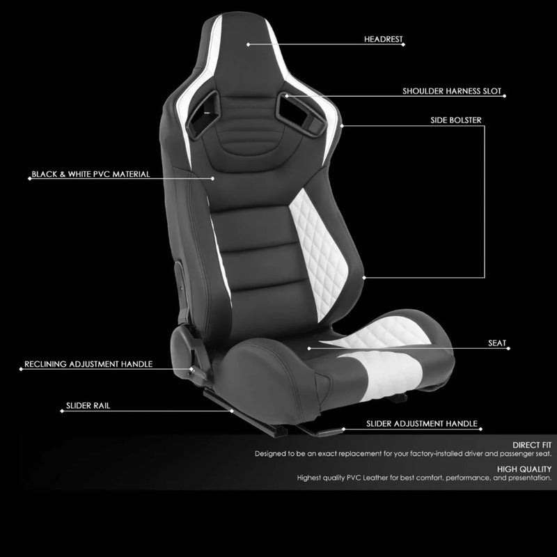 Universal Reclining Racing Seats with Adjustment Slider