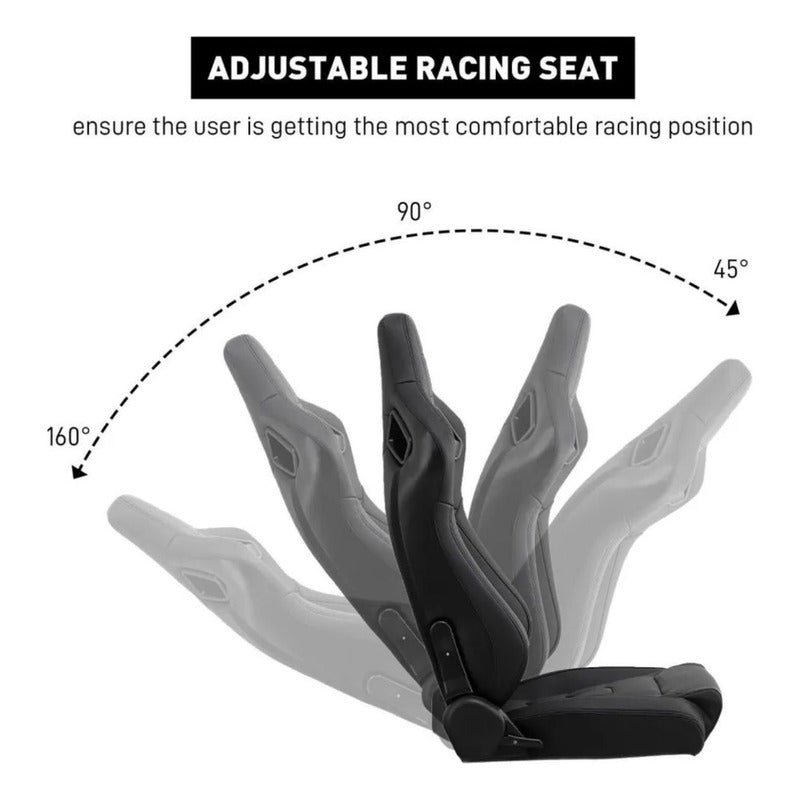 Par De Asientos Estilo De Carreras Pvc Con Deslizador