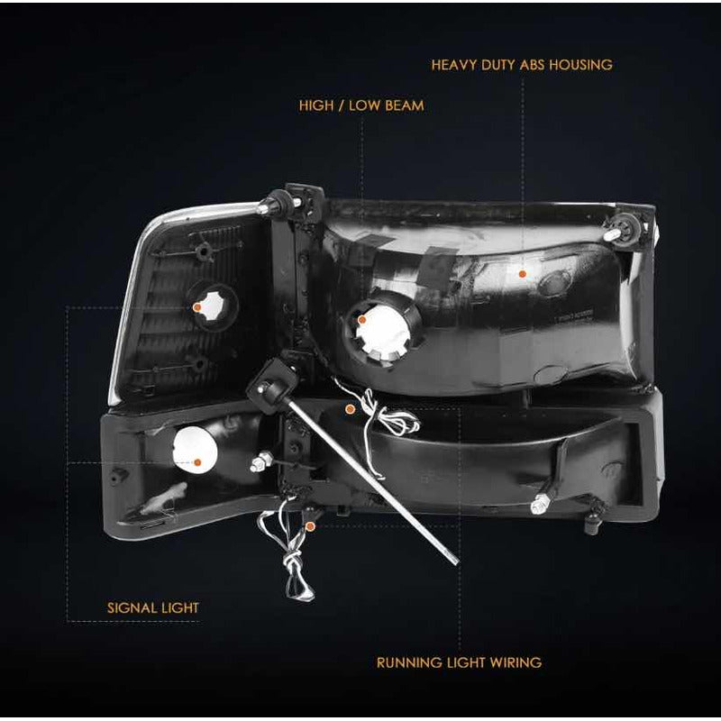 Ford F-150 F-350 Left LED Headlight Without Side Marker 1992 to 1996