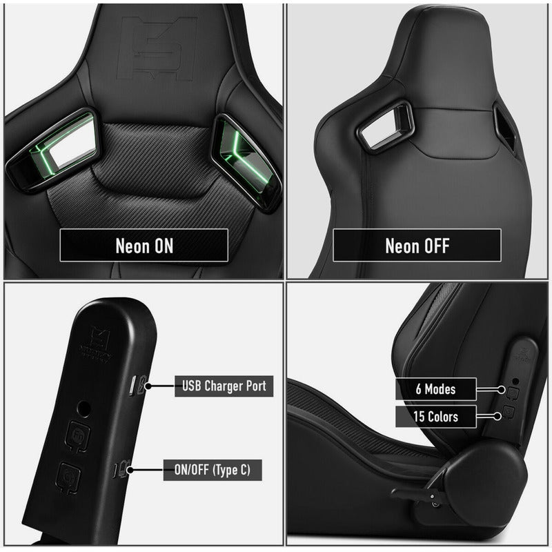 Universal Black Reclining Racing Seats