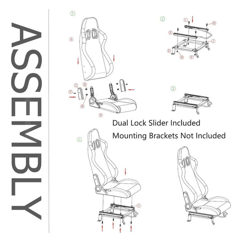 Universal Reclining Racing Seats with Adjustment Slider