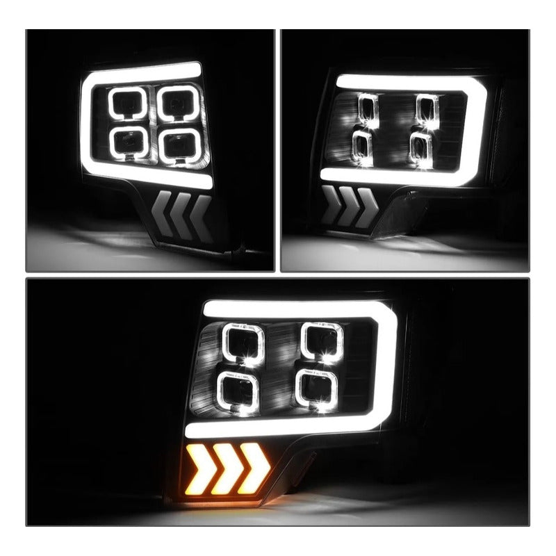 Led Drl Headlights Ford F-150 Lobo 2009 2010 2011 2012 To 2014
