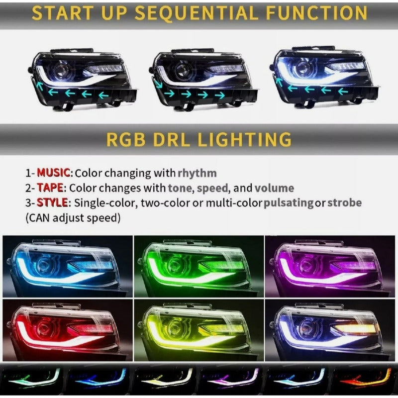 Led Headlights Sequential DRL Chevrolet Camaro 2014 2015