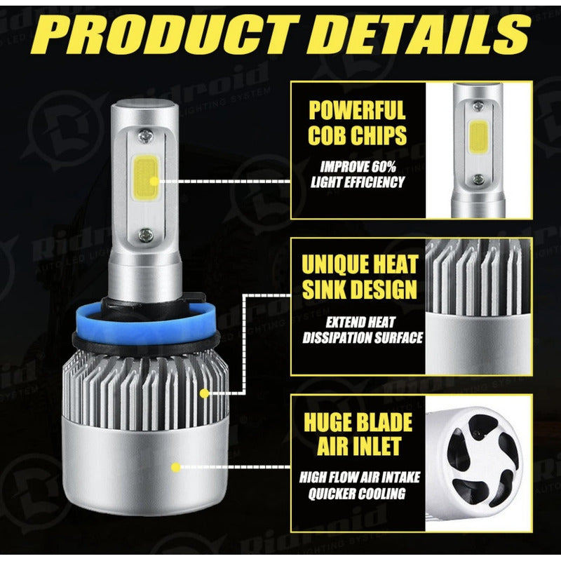 Par De Bulbos Led H11 H8 H9 6500 K Blancos