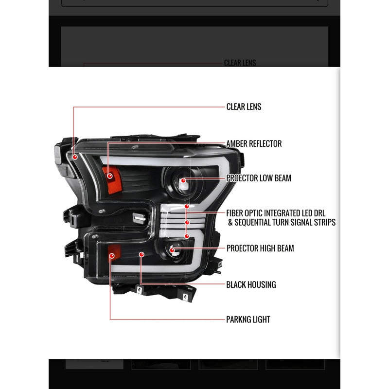 Par De Faros Led Secuencial Ford Lobo F-150 2015 2016 2017 Derecho