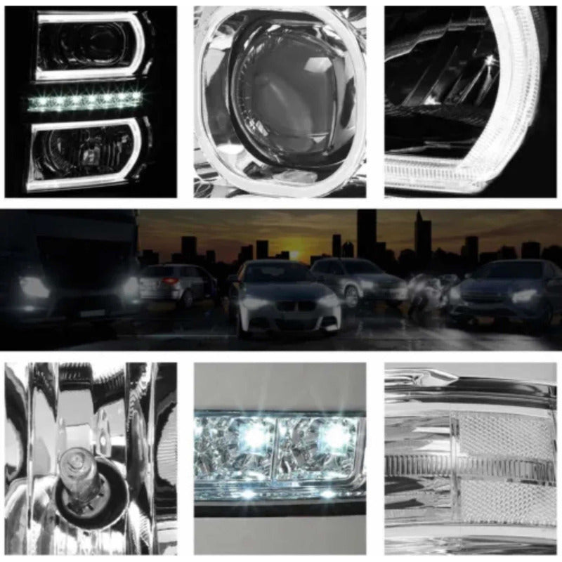 Pair of 2014-2015 Silverado Cheyenne Chrome LED Headlights