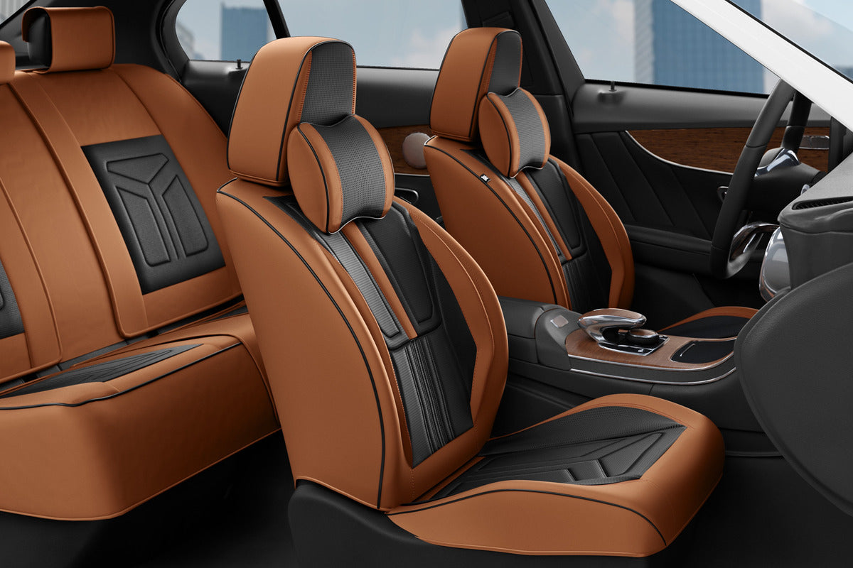 Cubre Asientos Delanteros Y Traseros De Cuero Lujo Universal