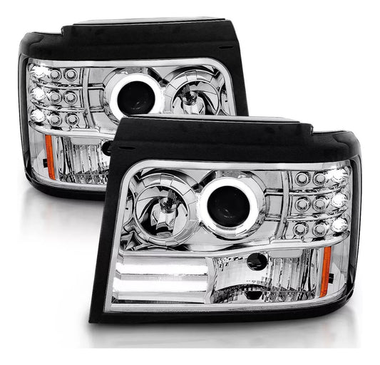 Faros Bronco 1992-1996 F150 F250 F350 Led Halo Negro F-150