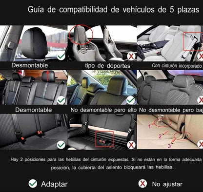 Cubre Asientos Delanteros Y Traseros De Cuero Lujo Universal