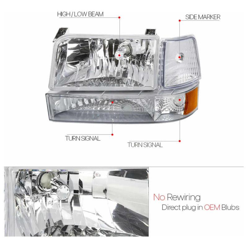 Ford F-150 Bronco headlights 1992 to 1996