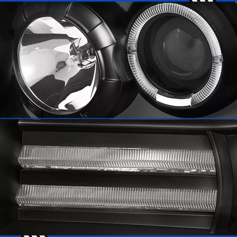 Faros Bronco 1992-1996 F150 F250 F350 Led Halo Negro F-150