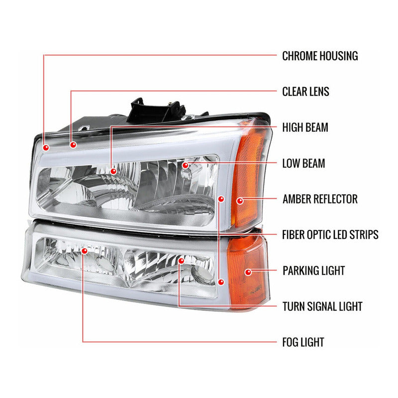 Faros Led Chevy Avalanche Silverado 2002-2003-2004 A 2007