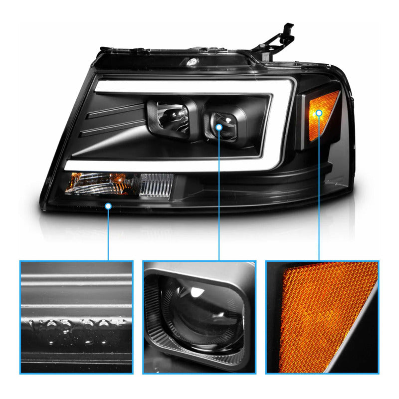 Par De Faros F-150 Lobo 2004 2005 2006 2007 2008 Fondo Negro
