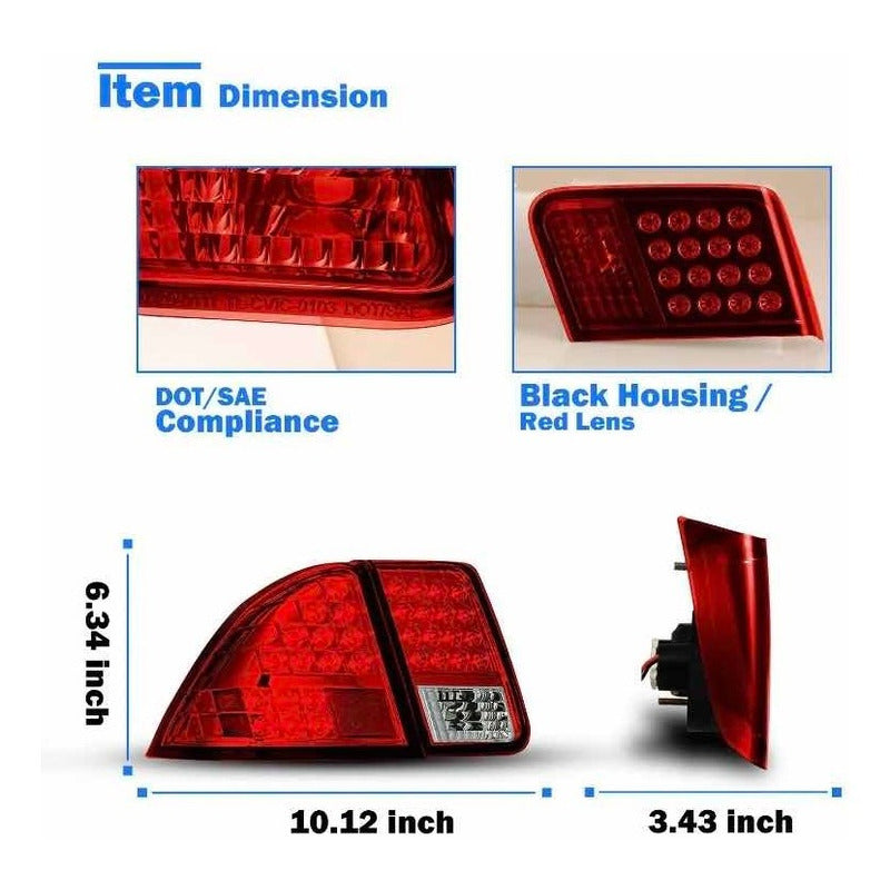 Calaveras Led Rojas Civic 2001 2002 2003 2004 2005