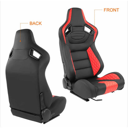 Asientos De Carreras Reclinables Vocho Rzr Tubular Rojos