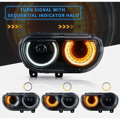 Double Beam Led Headlights Dodge Challenger 2008 2009 2010 to 2014