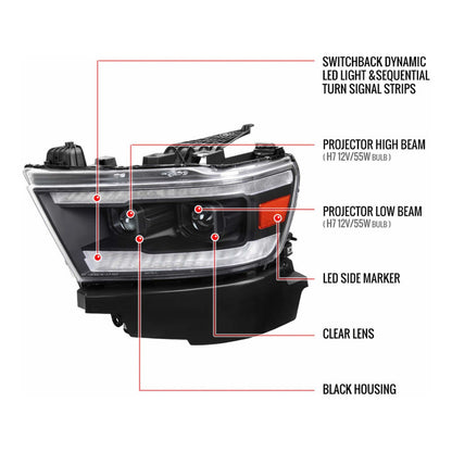Ram 1500 2019 to 2022 LED Sequential Headlights