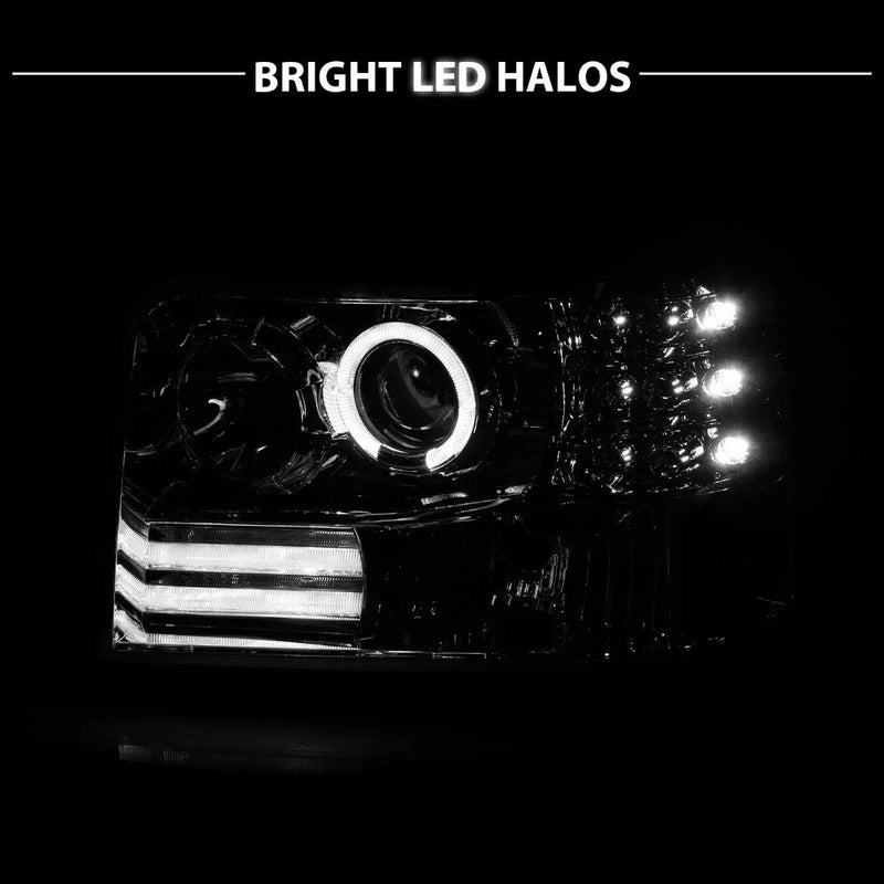 Faros Bronco 1992-1996 F150 F250 F350 Led Halo Negro F-150