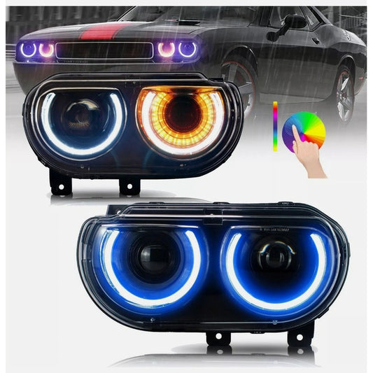 Double Beam Led Headlights Dodge Challenger 2008 2009 2010 to 2014
