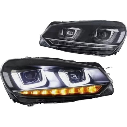 Sequential LED DRL Headlights VW Golf Mk6 2010 to 2013