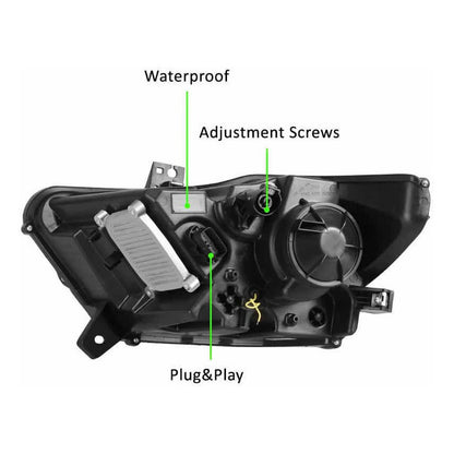 Faros Mustang Led 2015 2016 2017 Proyector Negro Par