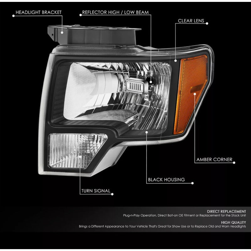 Headlight For F-150 Lobo 2009 2010 2011 To 2014 Left