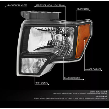 Headlight For F-150 Lobo 2009 2010 2011 To 2014 Left