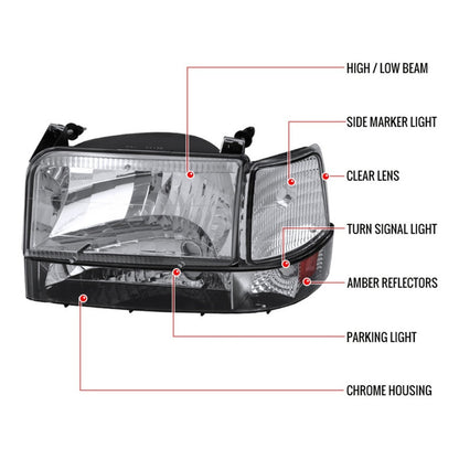 Ford F-150 Bronco headlights 1992 to 1996