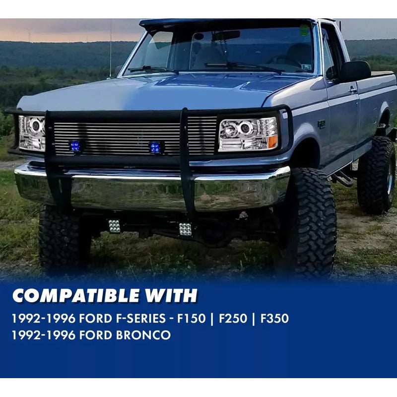 Faros Bronco 1992-1996 F150 F250 F350 Led Halo Negro F-150