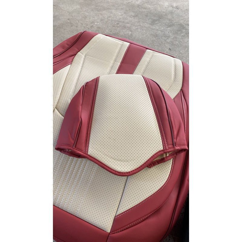 Cubre Asientos De Cuero Universal Con Daño Crema-rojo