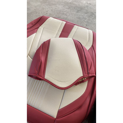 Cubre Asientos De Cuero Universal Con Daño Crema-rojo