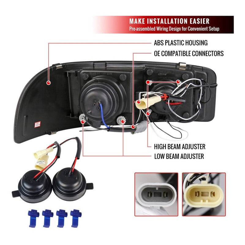 Double Halo Headlights GMC Yukon Sierra 1999 to 2006