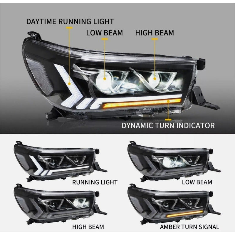 Faros Led Secuencial Toyota Hilux 2015 2016 2017 2018 2019