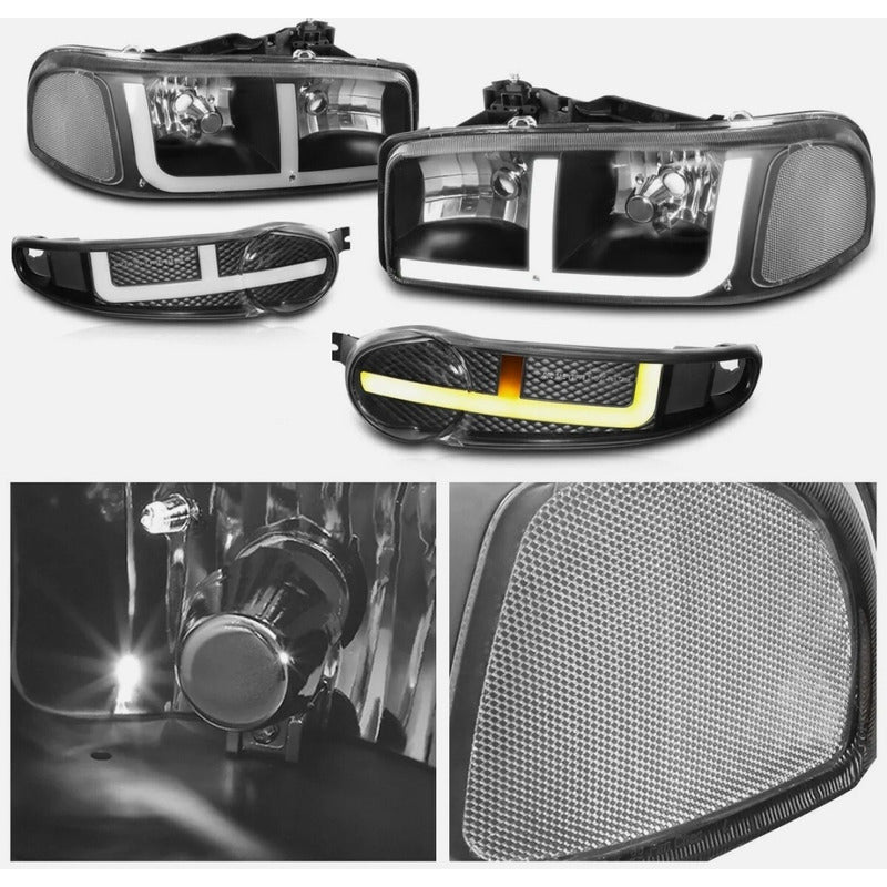 Led Drl Headlights GMC Sierra Yukon 1500 2002 to 2006