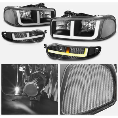 Led Drl Headlights GMC Sierra Yukon 1500 2002 to 2006