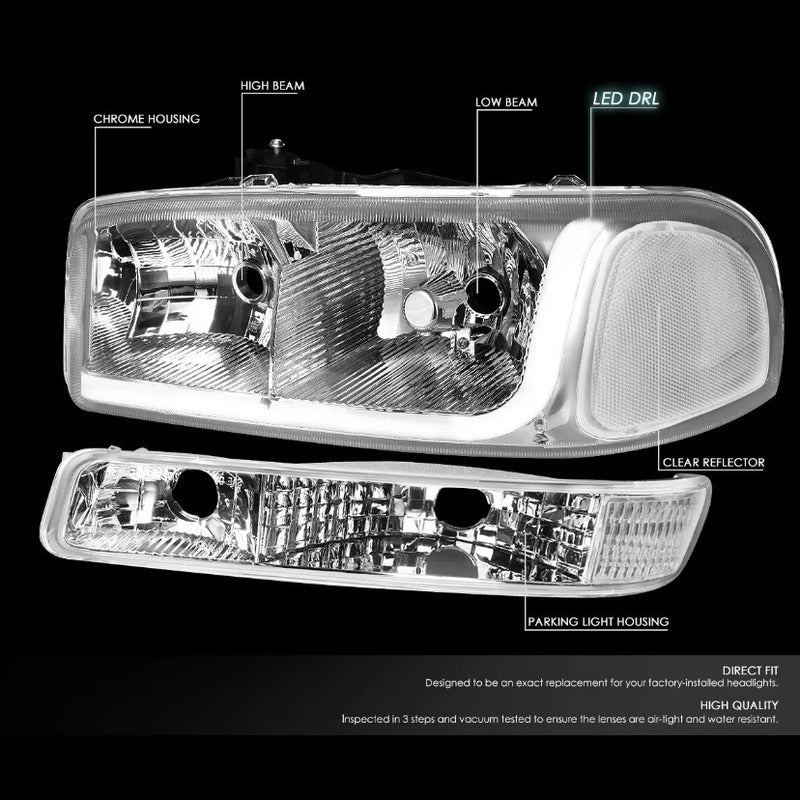 Led Drl Headlights GMC Sierra Yukon 1999 to 2006