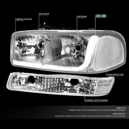 Led Drl Headlights GMC Sierra Yukon 1999 to 2006