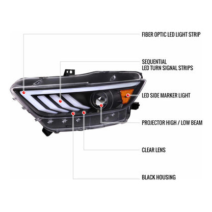 Faros Led Negro Mate Mustang 2015 2016 2017