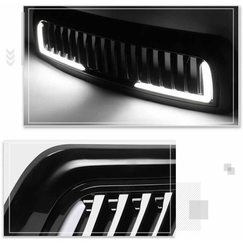 Parrilla Con Led Negro Brilloso Dodge Ram 2010 2011 A 2018